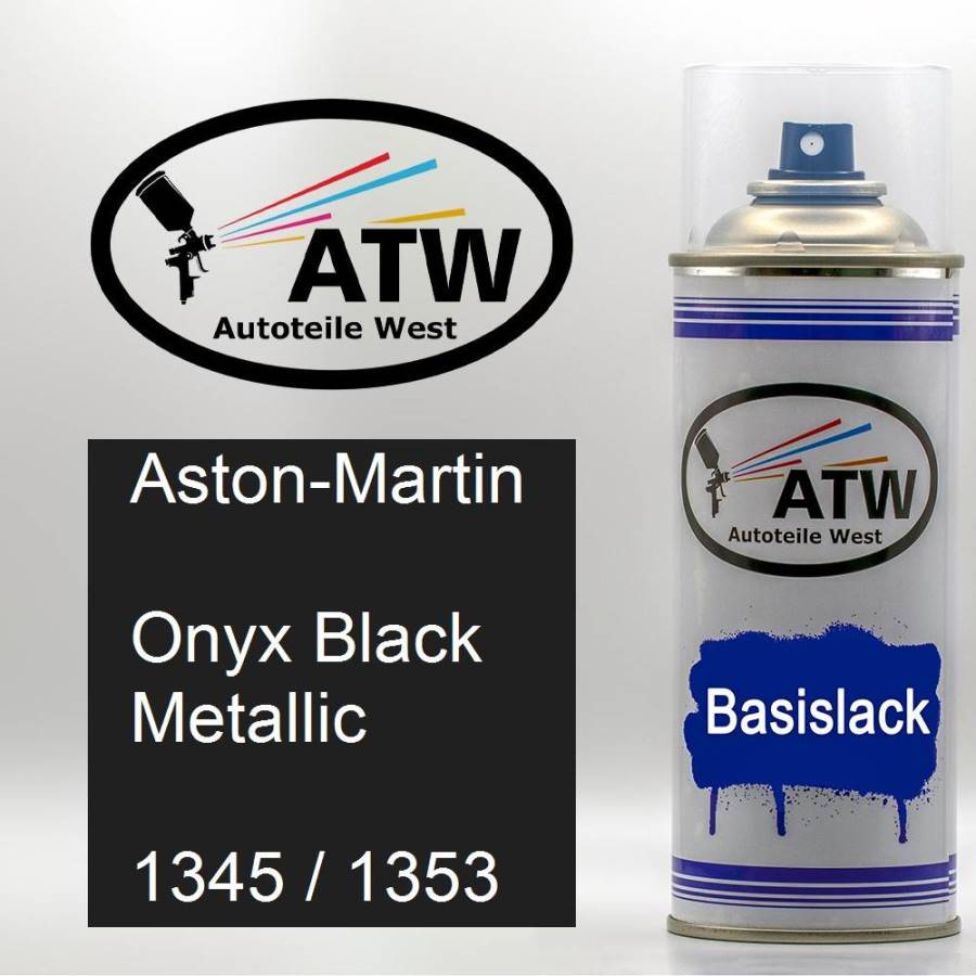 Aston-Martin, Onyx Black Metallic, 1345 / 1353: 400ml Sprühdose, von ATW Autoteile West.